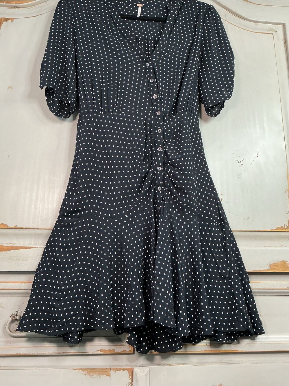 Free People | Pippa Black & White Micro Dot Mini Dress Parisian Chic Size M - Picture 5 of 10